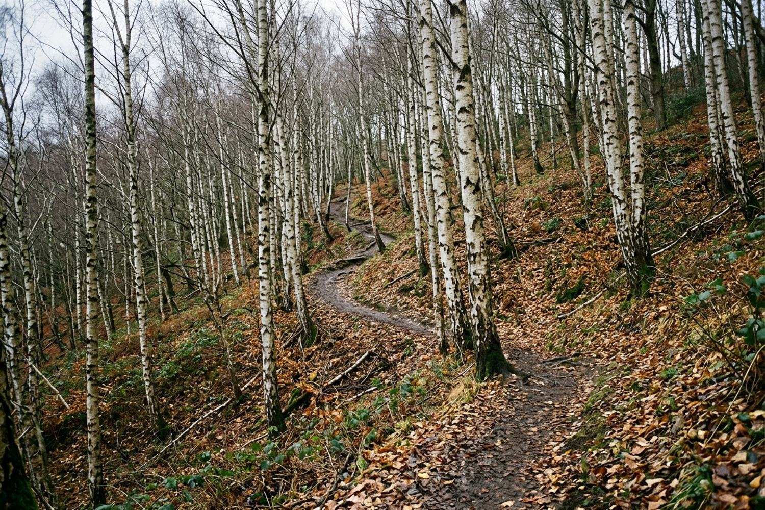Granite boulders and low broom on a dry mountainside.